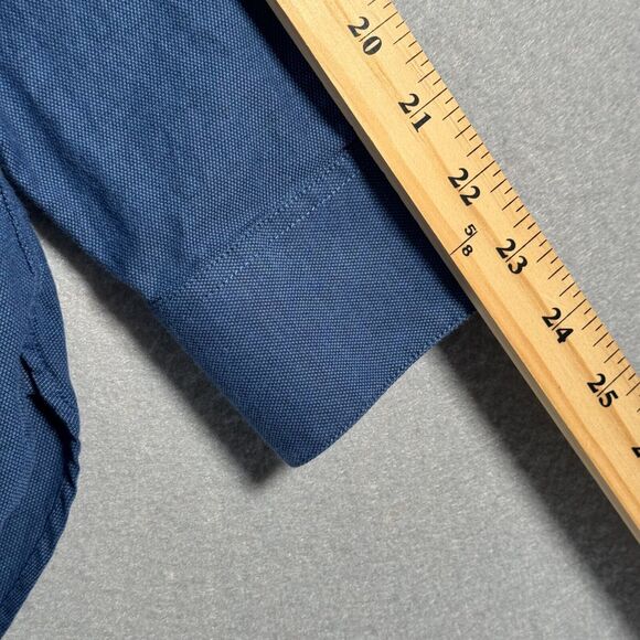 John Varvatos Button Up Shirt Mens 17 1/2 Regular Blue Modern Fit Casual‎ Solid - Picture 8 of 9